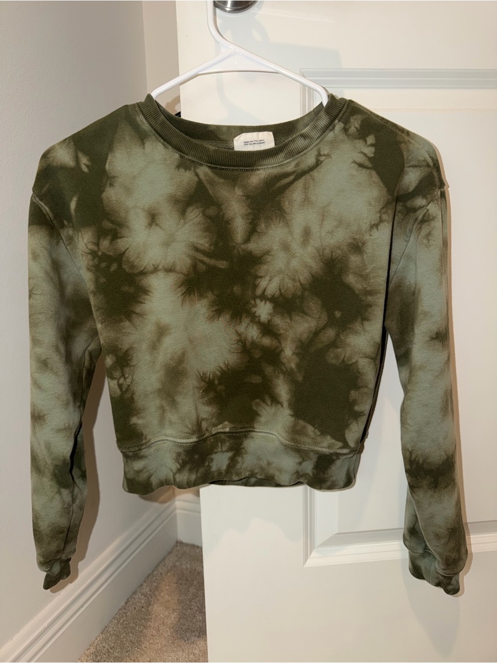GAP Teen Olive Tie-Dye Cropped Sweatshirt- XS/8